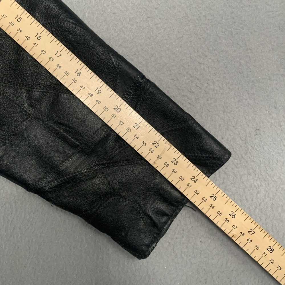 Vintage Diamond Plate Buffalo Leather Moto Jacket Embroidered Asymmetrical Zip M - Picture 10 of 11